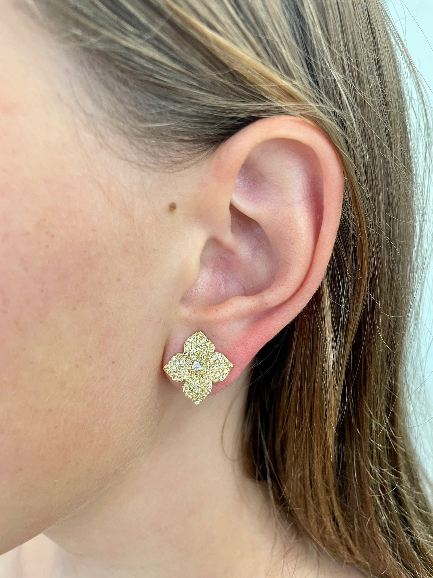 Yellow Gold Fiore Small Flower Earrings - Yellow Sapphire