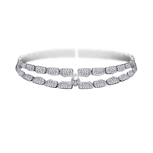 Skin Double Row Full Pave Diamond Choker - White Gold