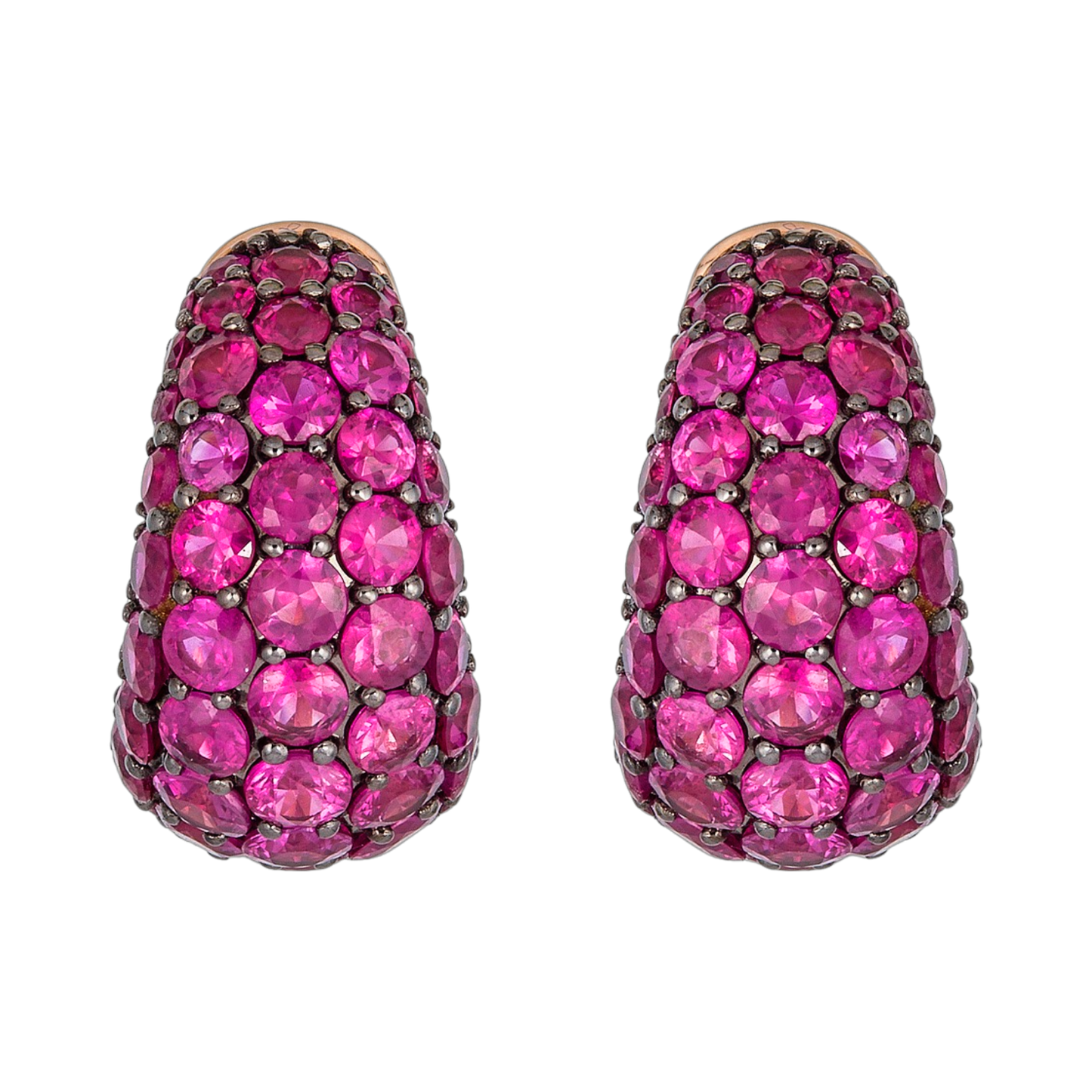Rose Gold Dome Huggie Earring - Pink Sapphire