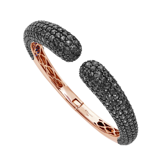 Rose Gold Dome Bangle - Black Diamond