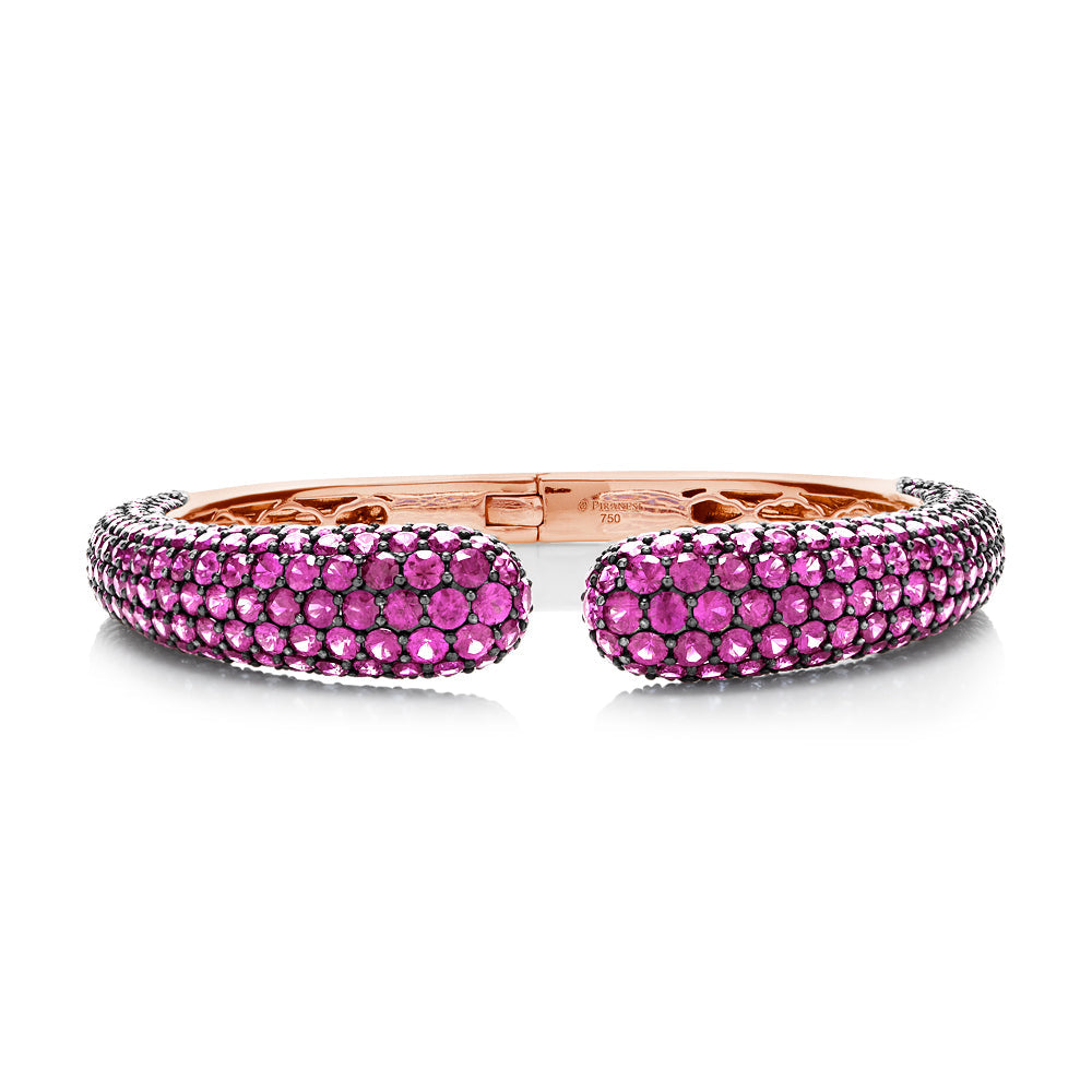 Rose Gold Dome Bangle - Pink Sapphire