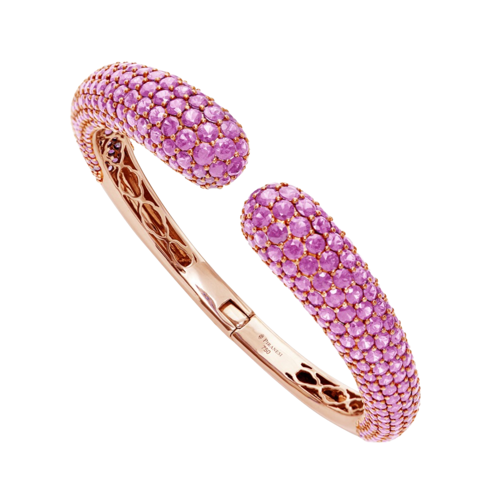 Rose Gold Dome Bangle - Pink Sapphire