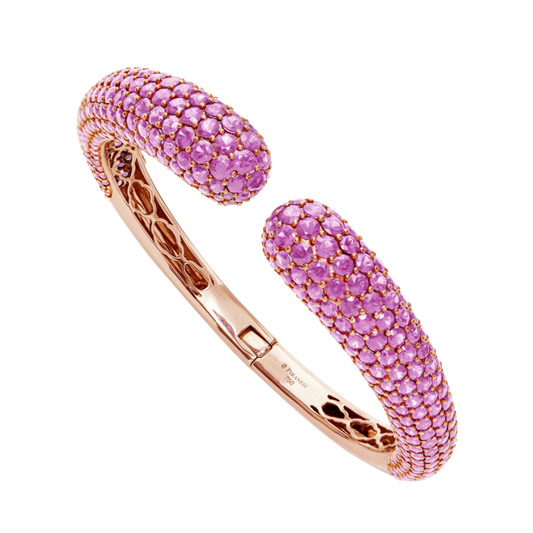 Rose Gold Dome Bangle - Pink Sapphire