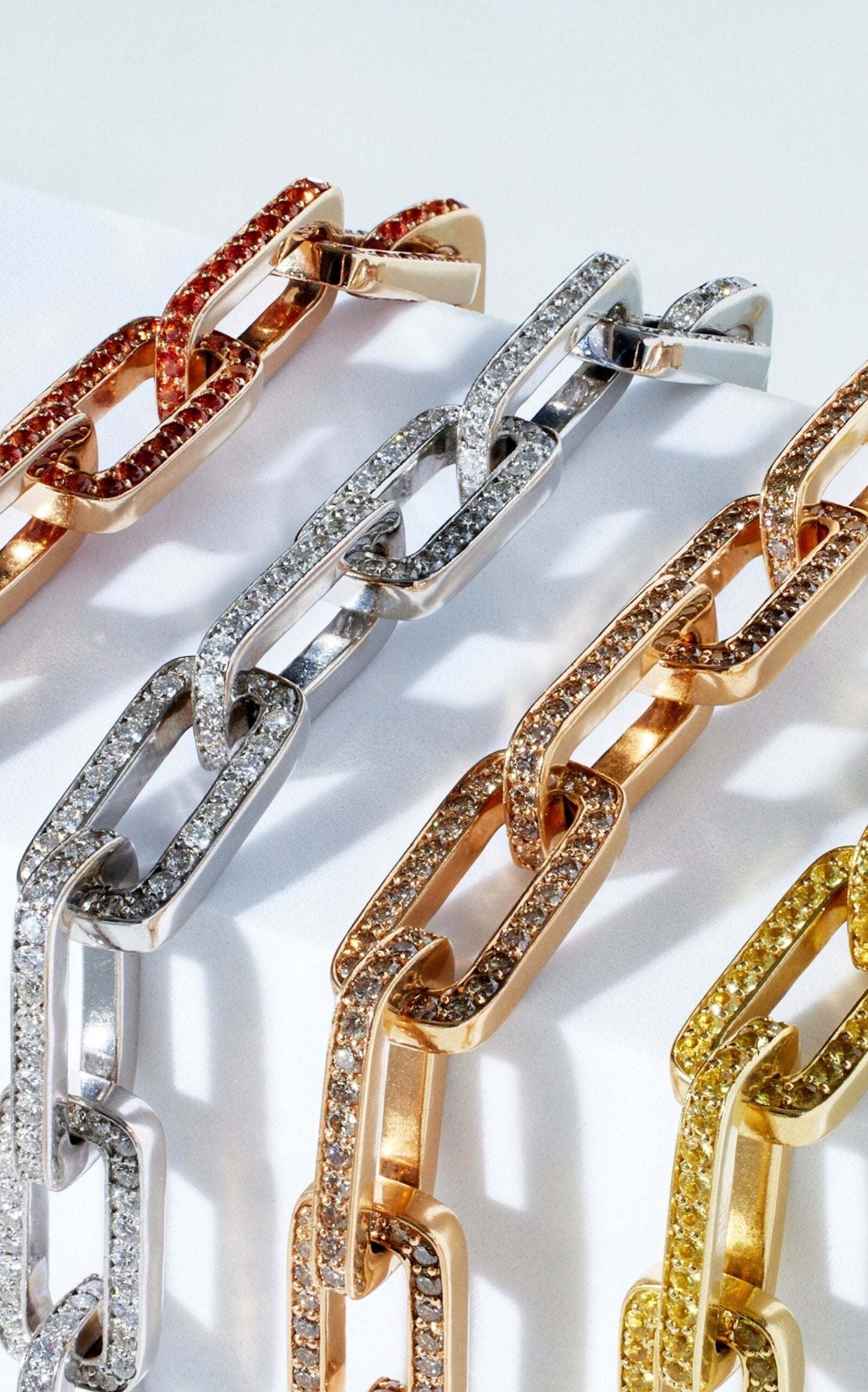 Rose Gold Link Bracelet - Orange Sapphire