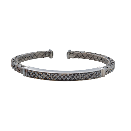 Titanium Oro Black Diamond Open Bracelet