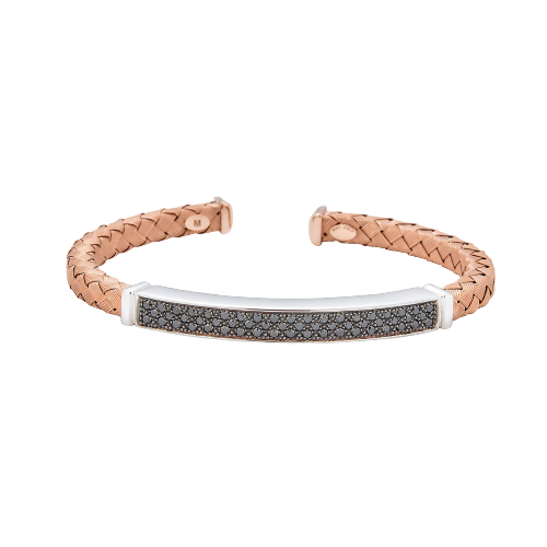 Titanium Oro Black Diamond Open Bracelet