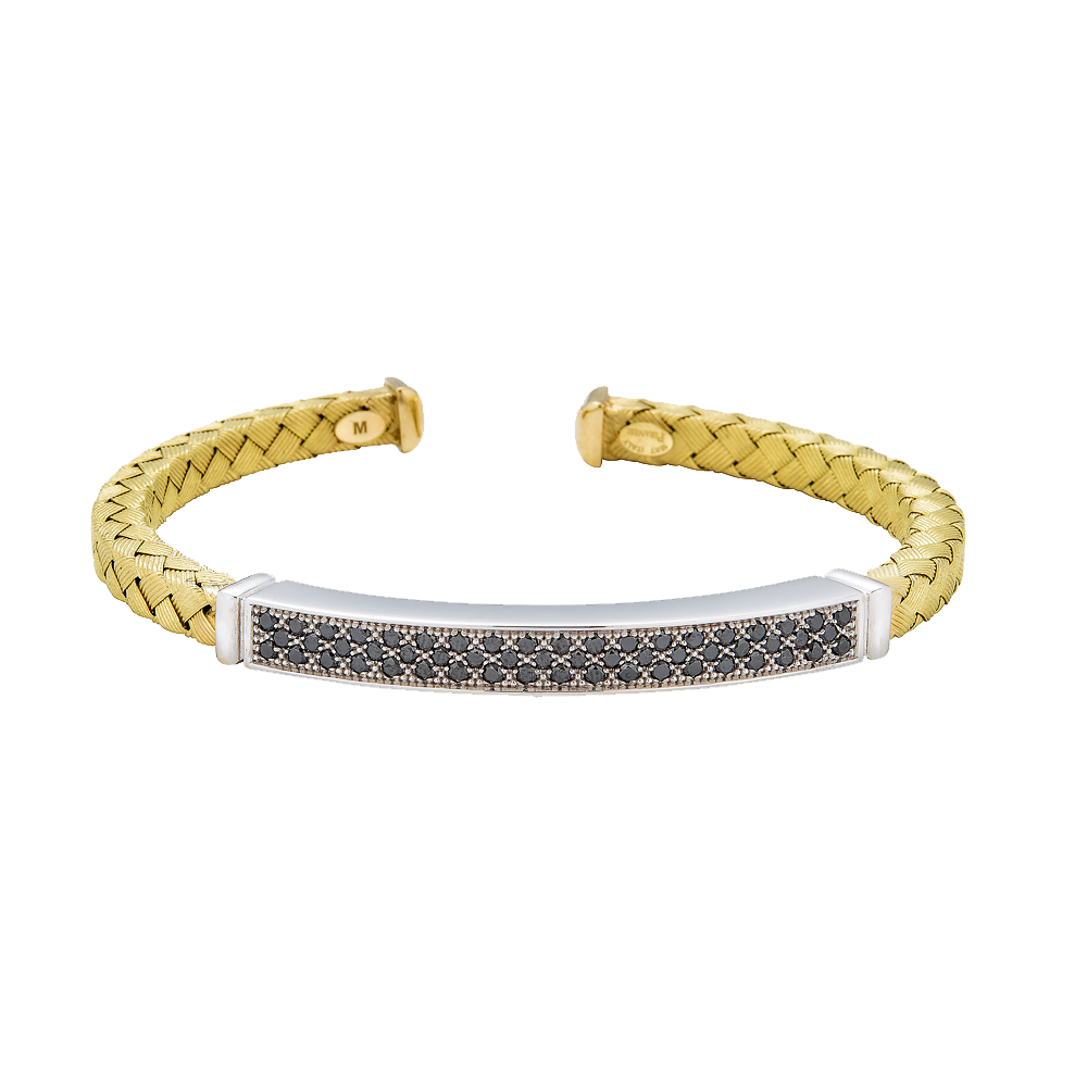 Titanium Oro Black Diamond Open Bracelet
