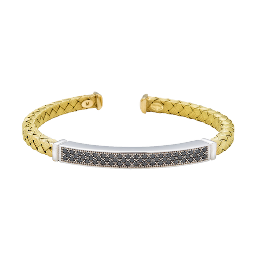 Titanium Oro Black Diamond Open Bracelet
