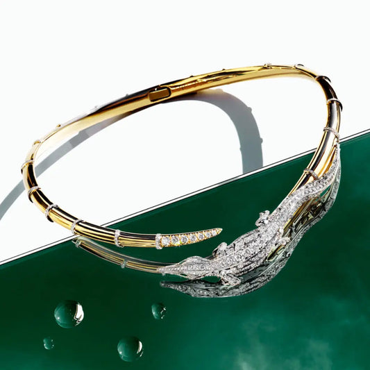 Caresse de Croco Full Pave Diamond Choker - Yellow Gold