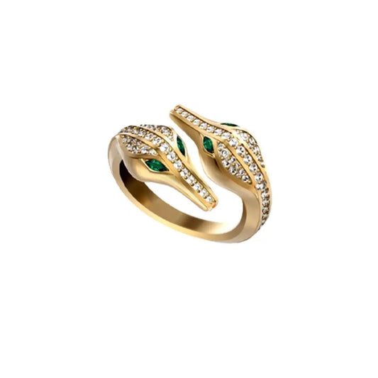 The Caresse de Croco Double Head Full Pave Diamond Ring - Yellow Gold