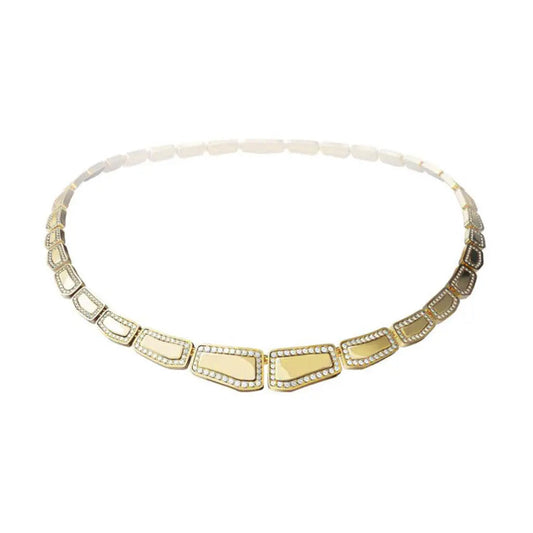 Skin Light Pave Diamond Necklace  - Yellow Gold