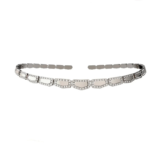 Skin Single Row Light Pave Diamond Choker  - White Gold