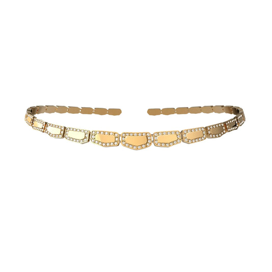 Skin Single Row Light Pave Diamond Choker  - Yellow Gold