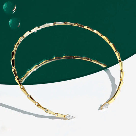 Spike Open Light Pave Diamond Choker - Yellow Gold