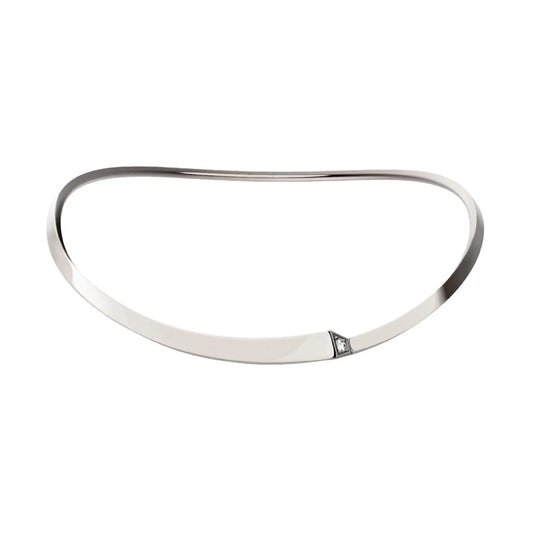 Spike One Light Pave Diamond Choker - White Gold