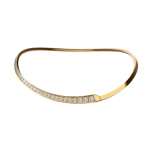 Spike One Half Pave Diamond Choker - Yellow Gold