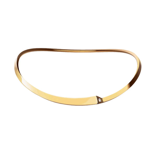 Spike One Light Pave Diamond Choker - Yellow Gold