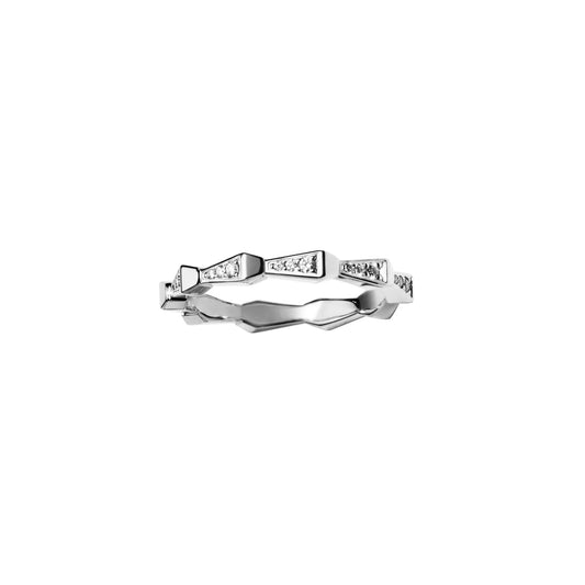 Spike 1 Row Full Pave Diamond Band - White Gold