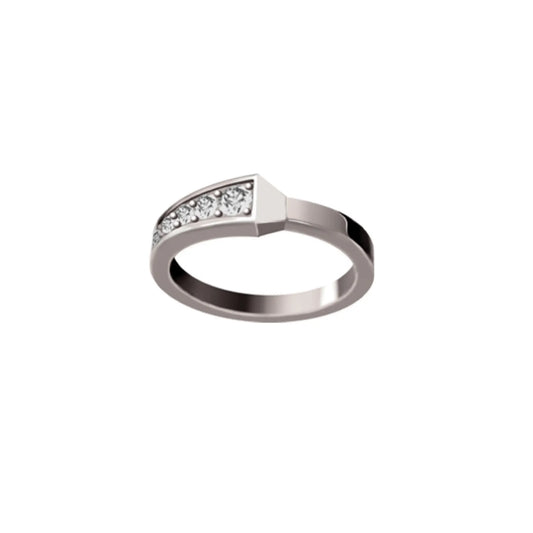 Spike One Half Pavé Diamond Ring - White Gold
