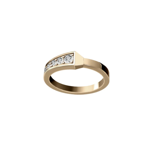 Spike One Half Pavé Diamond Ring - Yellow Gold