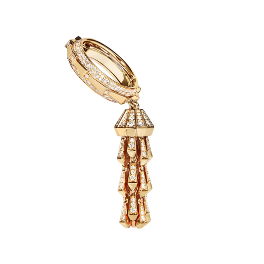 Spike Tassel Full Pave Diamond Ring - Yellow Gold