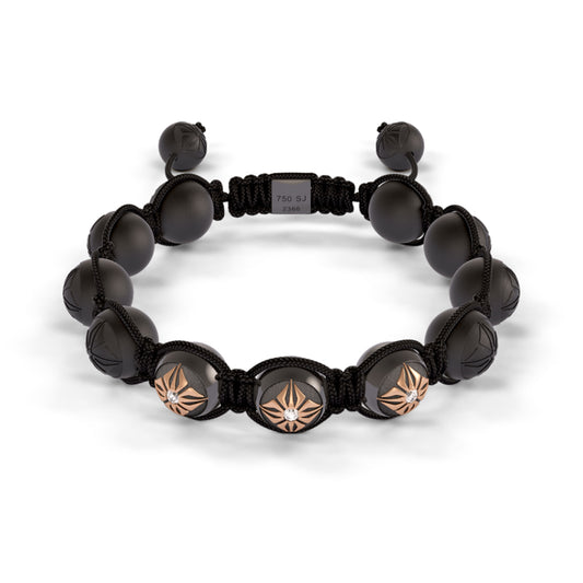 Black Gold Diamond & Ceramic 10mm Bead Braided Bracelet