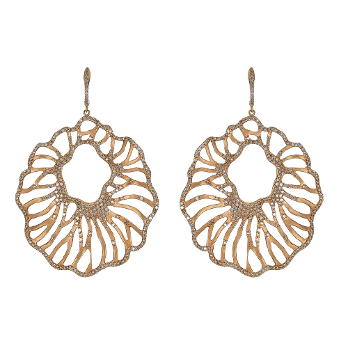 Rose Gold Nero Oro Earrings - Champagne Diamond