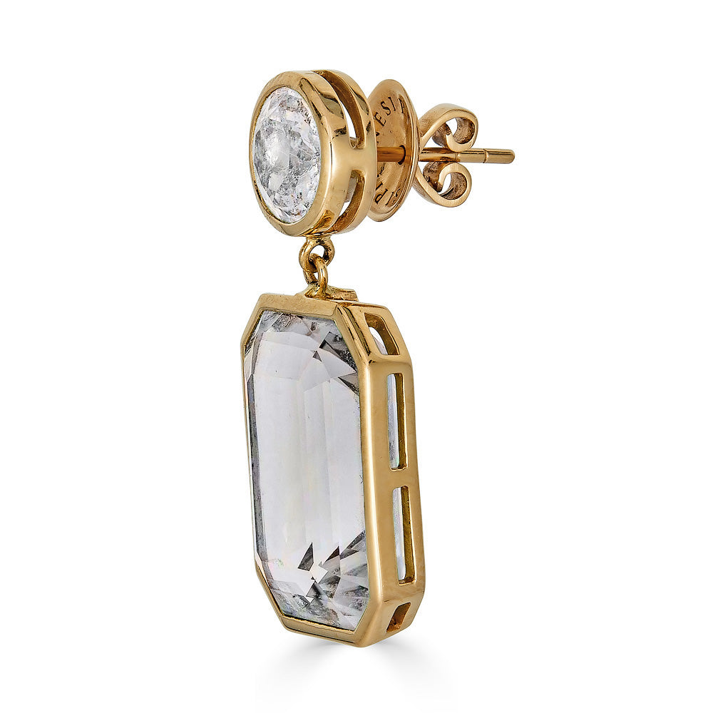 Rose Gold Pietra Drop Earrings - White Topaz