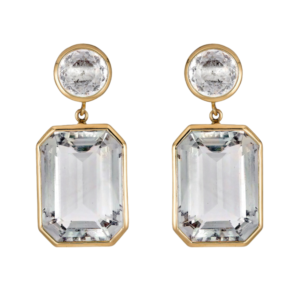 Rose Gold Pietra Drop Earrings - White Topaz