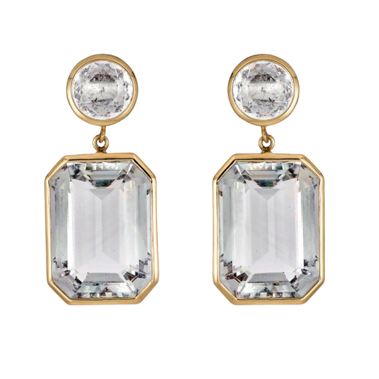 Rose Gold Pietra Drop Earrings - White Topaz