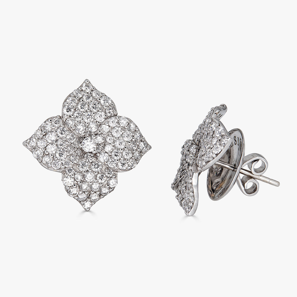 White Gold Fiore Small Flower Earrings