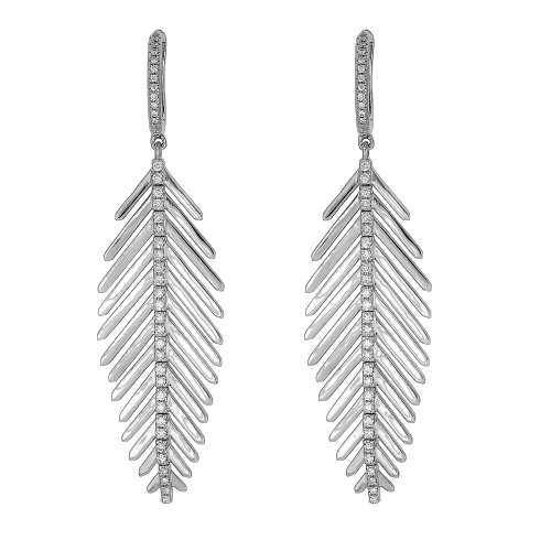 White Gold Short Feather Earrings