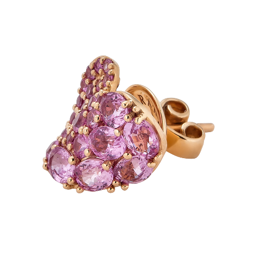 Rose Gold Wave Heart Small Earring - Pink Sapphire