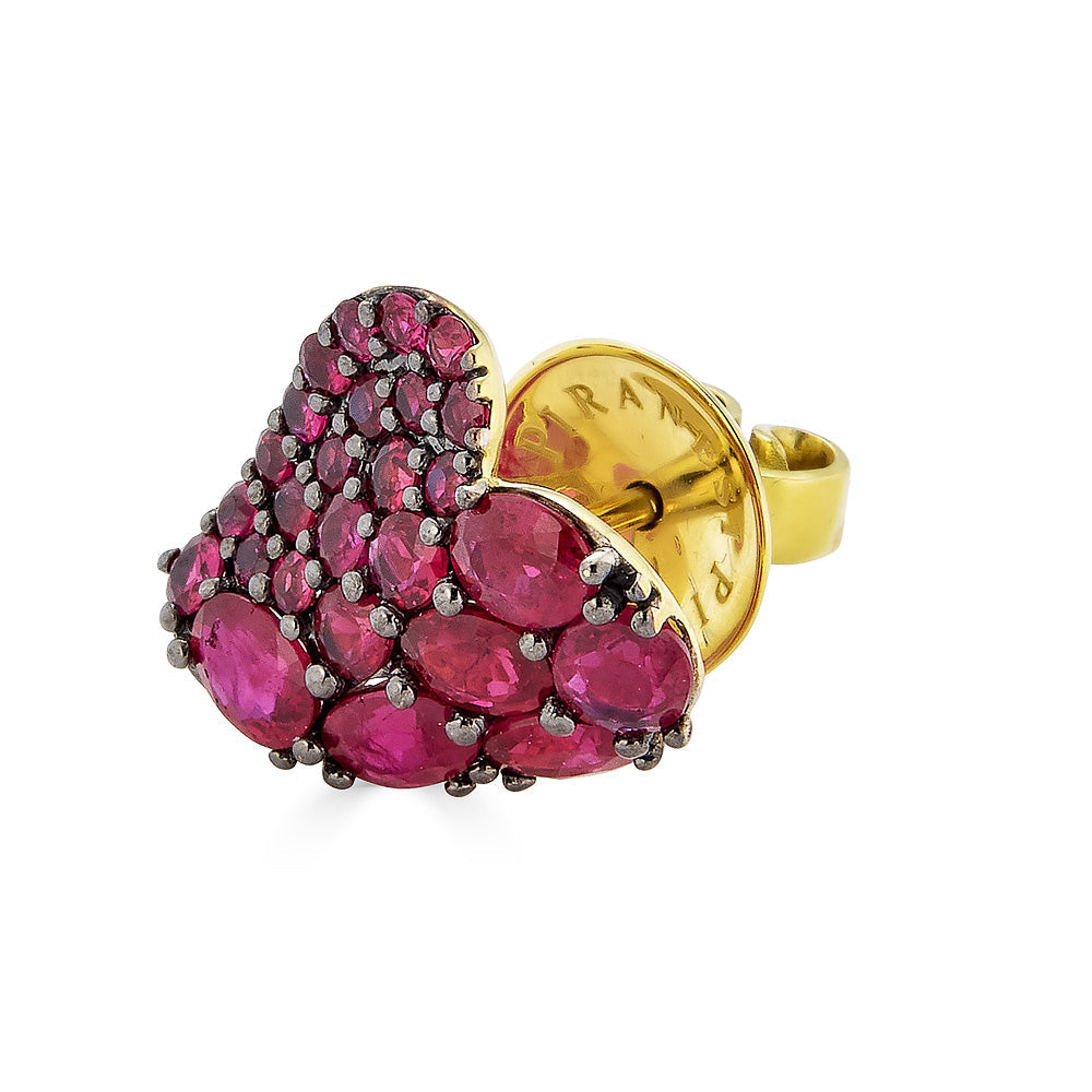 Yellow Gold Wave Heart Small Earring