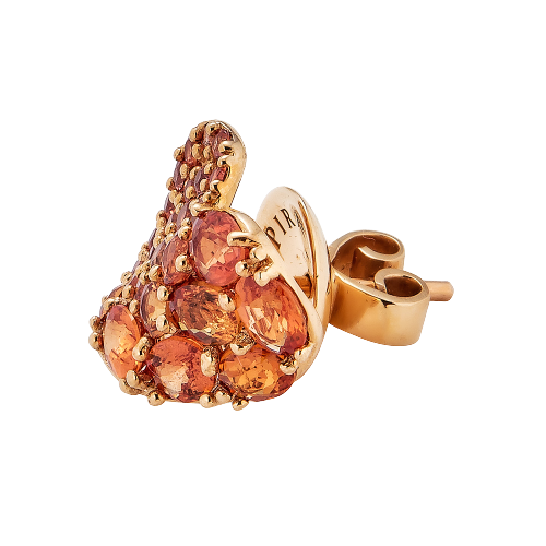Rose Gold Wave Heart Small Earring - Orange Sapphire
