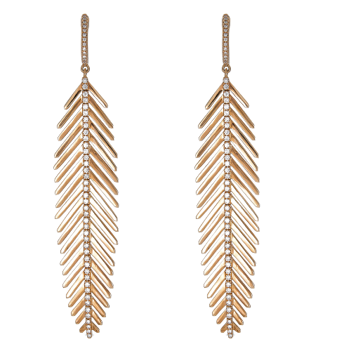 Rose Gold Long Feather Earrings
