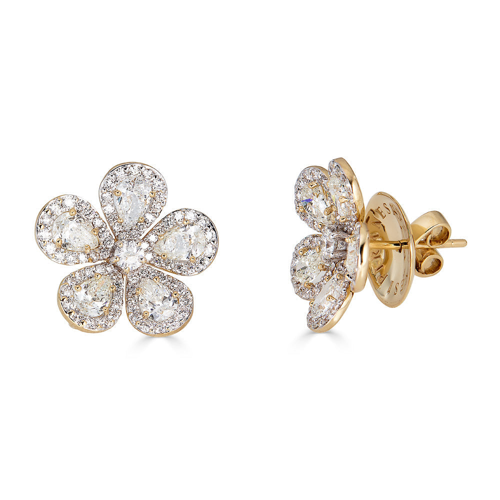 Yellow Gold Classic Flower Earrings