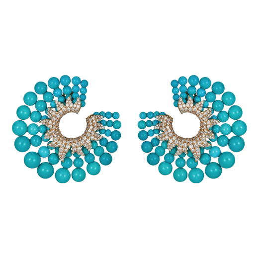 Rose Gold Capri Flat Hoop - Turquoise