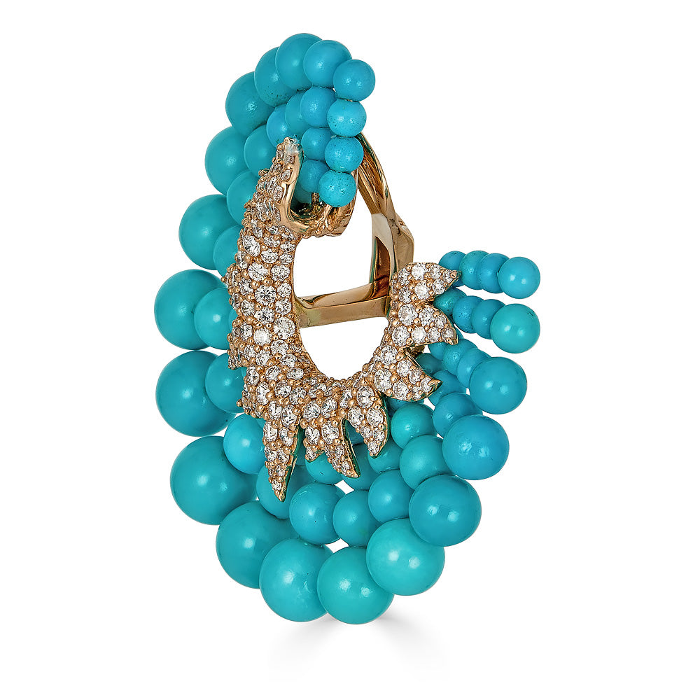 Rose Gold Capri Flat Hoop - Turquoise