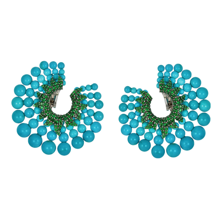 White Gold Capri Flat Hoop - Tsavorite