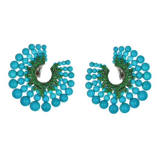 White Gold Capri Flat Hoop - Tsavorite