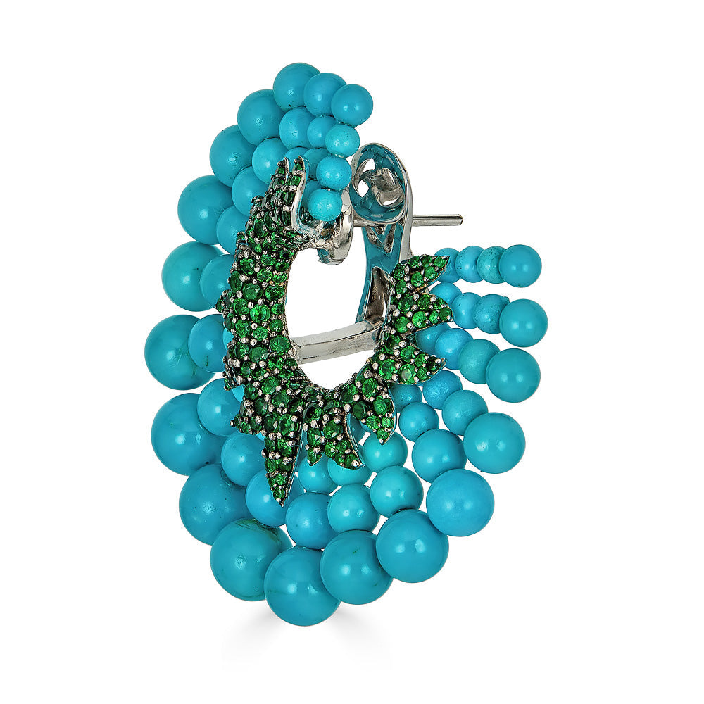 White Gold Capri Flat Hoop - Tsavorite