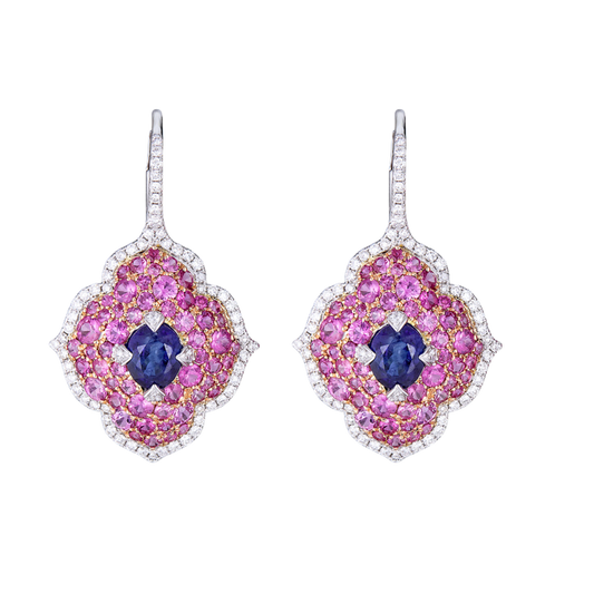 Rose Gold Pasha Drop Earrings - Blue Sapphire
