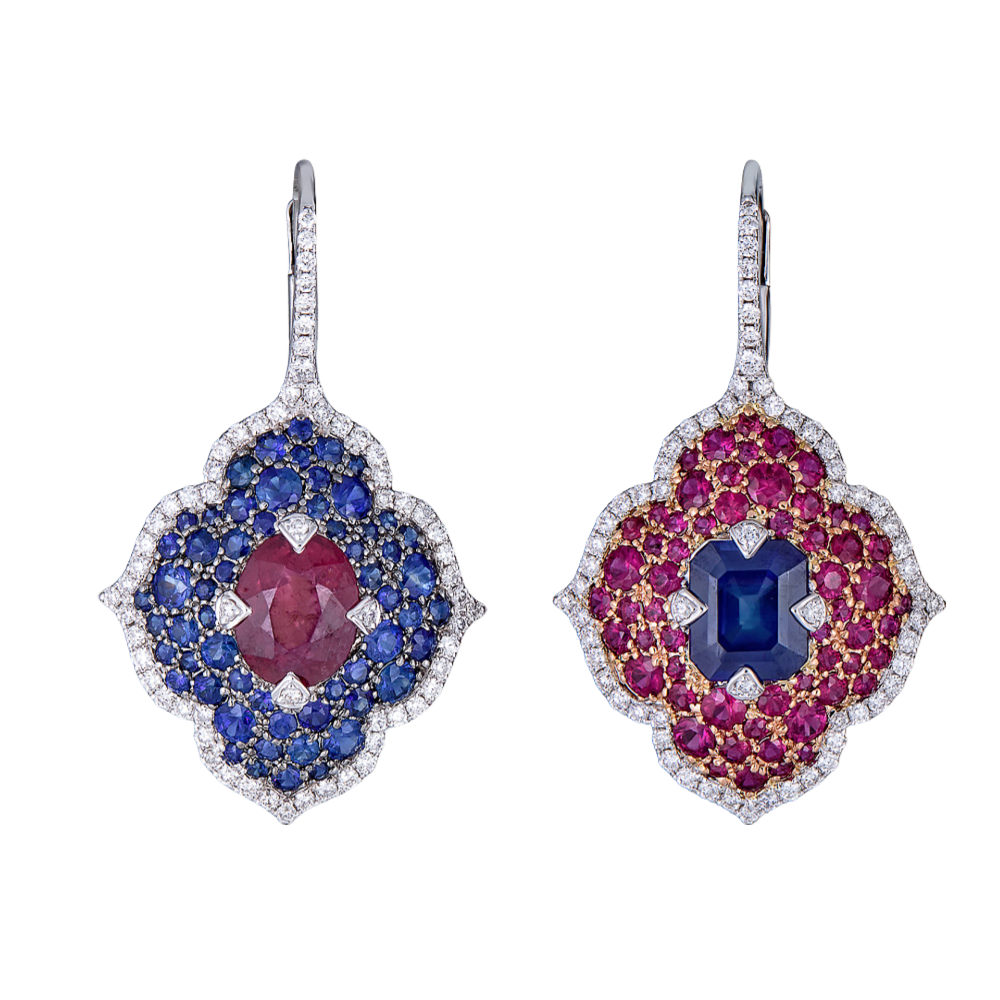 Rose Gold Pasha Drop Earrings - Ruby