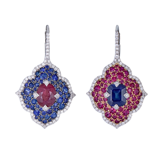Rose Gold Pasha Drop Earrings - Ruby