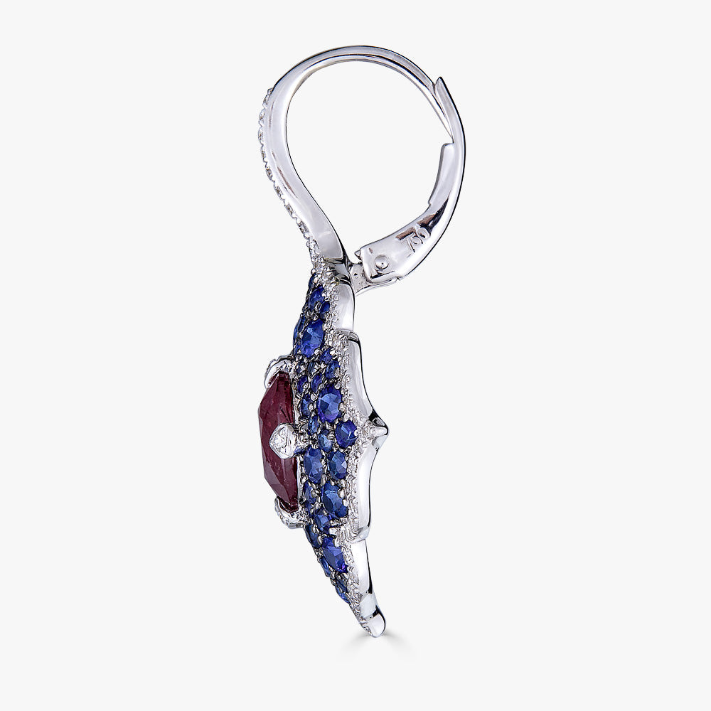 Rose Gold Pasha Drop Earrings - Ruby