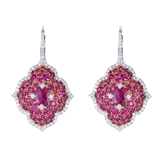 Rose Gold Pasha Drop Earrings - Ruby
