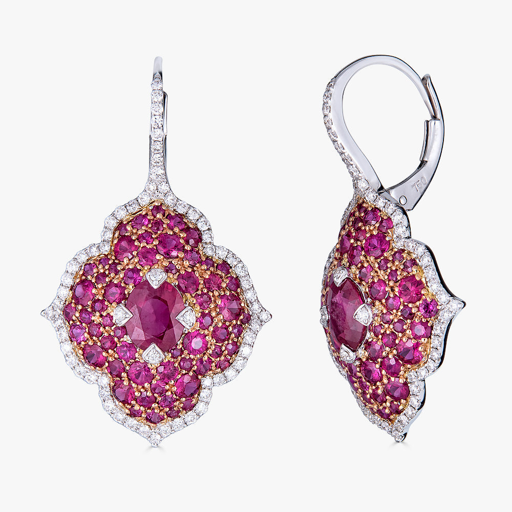 Rose Gold Pasha Drop Earrings - Ruby