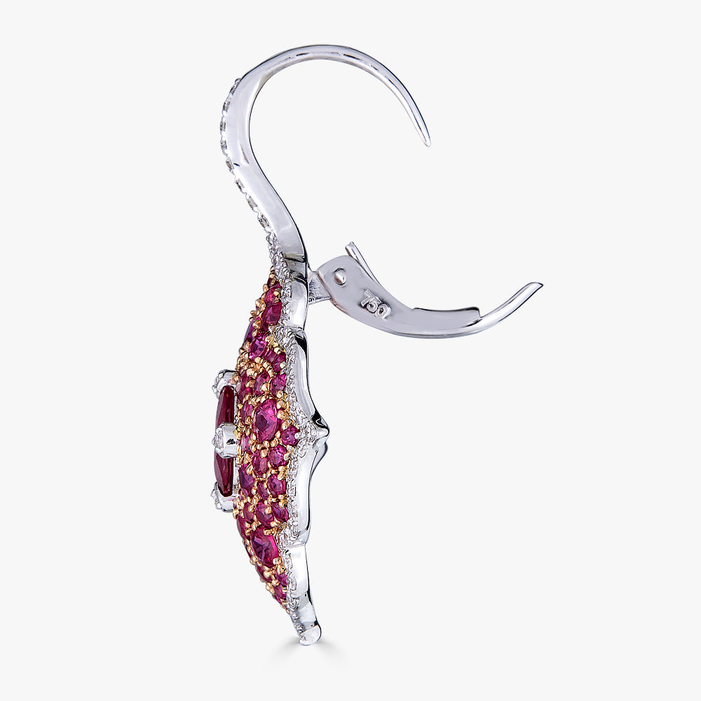 Rose Gold Pasha Drop Earrings - Ruby