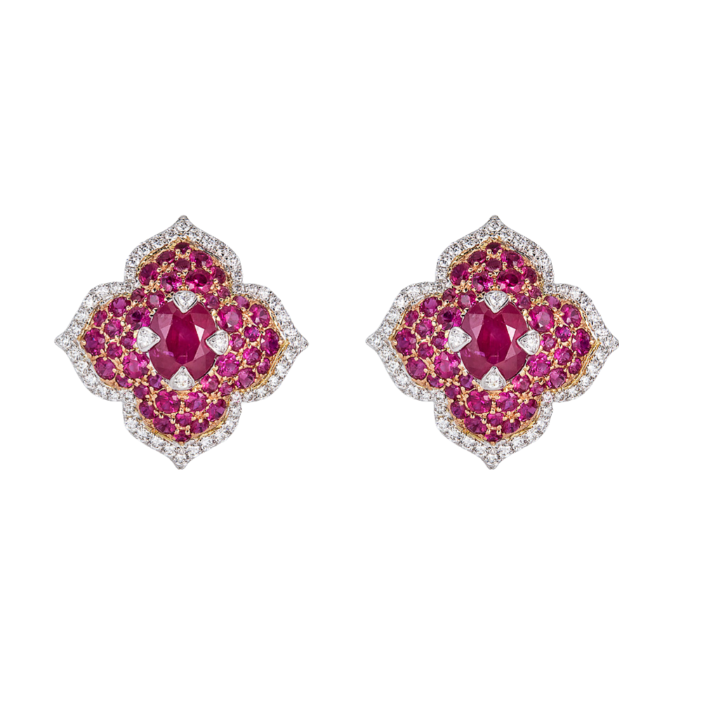 Rose Gold Pasha Stud Earrings - Ruby
